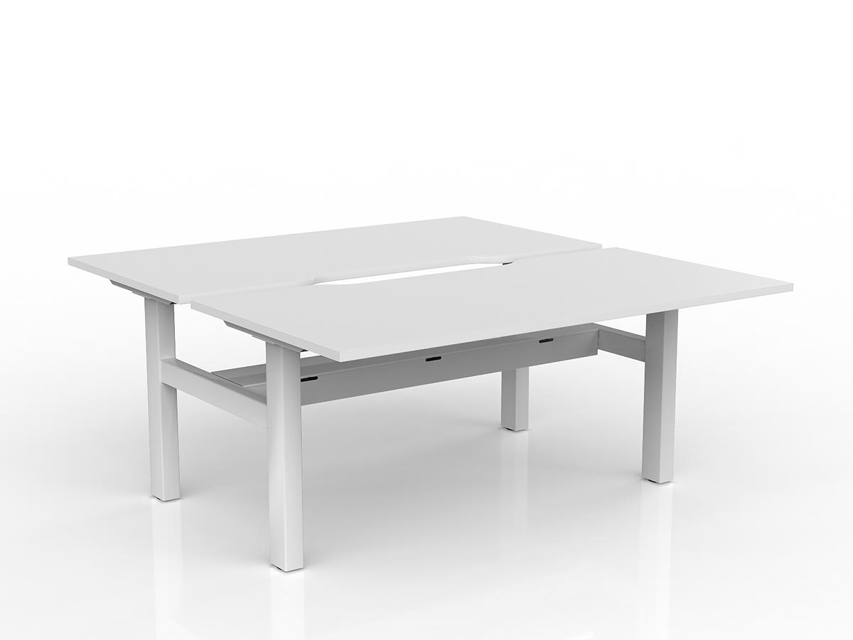 OL Agile Fixed Height 2 User Shared Desk – White Top with White Frame