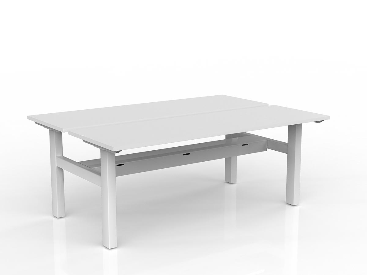 OL Agile Fixed Height 2 User Shared Desk – White Top with White Frame