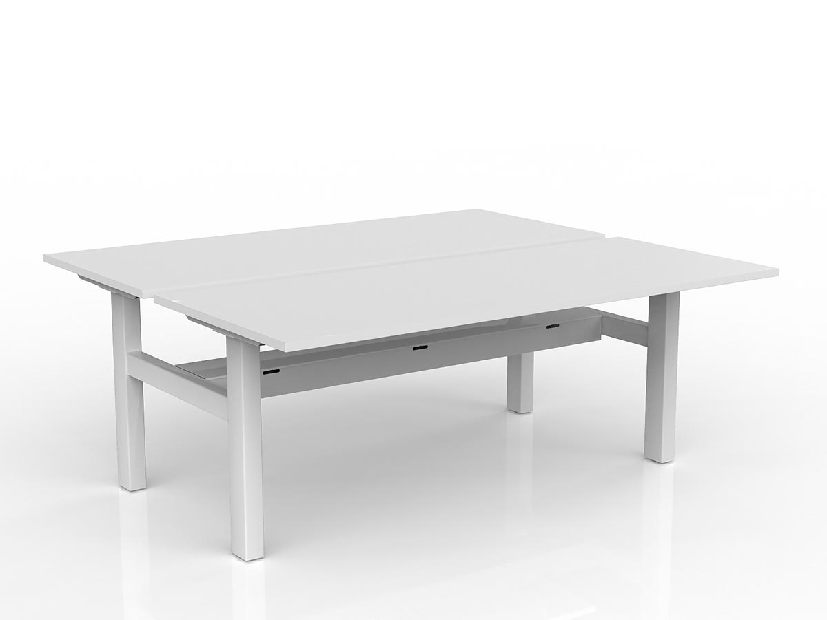 OL Agile Fixed Height 2 User Shared Desk – White Top with White Frame