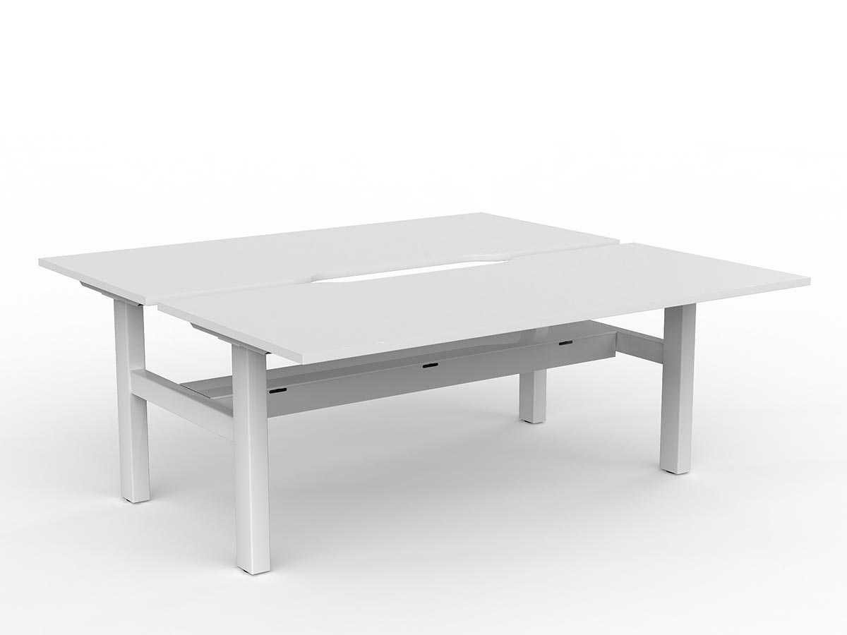 OL Agile Fixed Height 2 User Shared Desk – White Top with White Frame