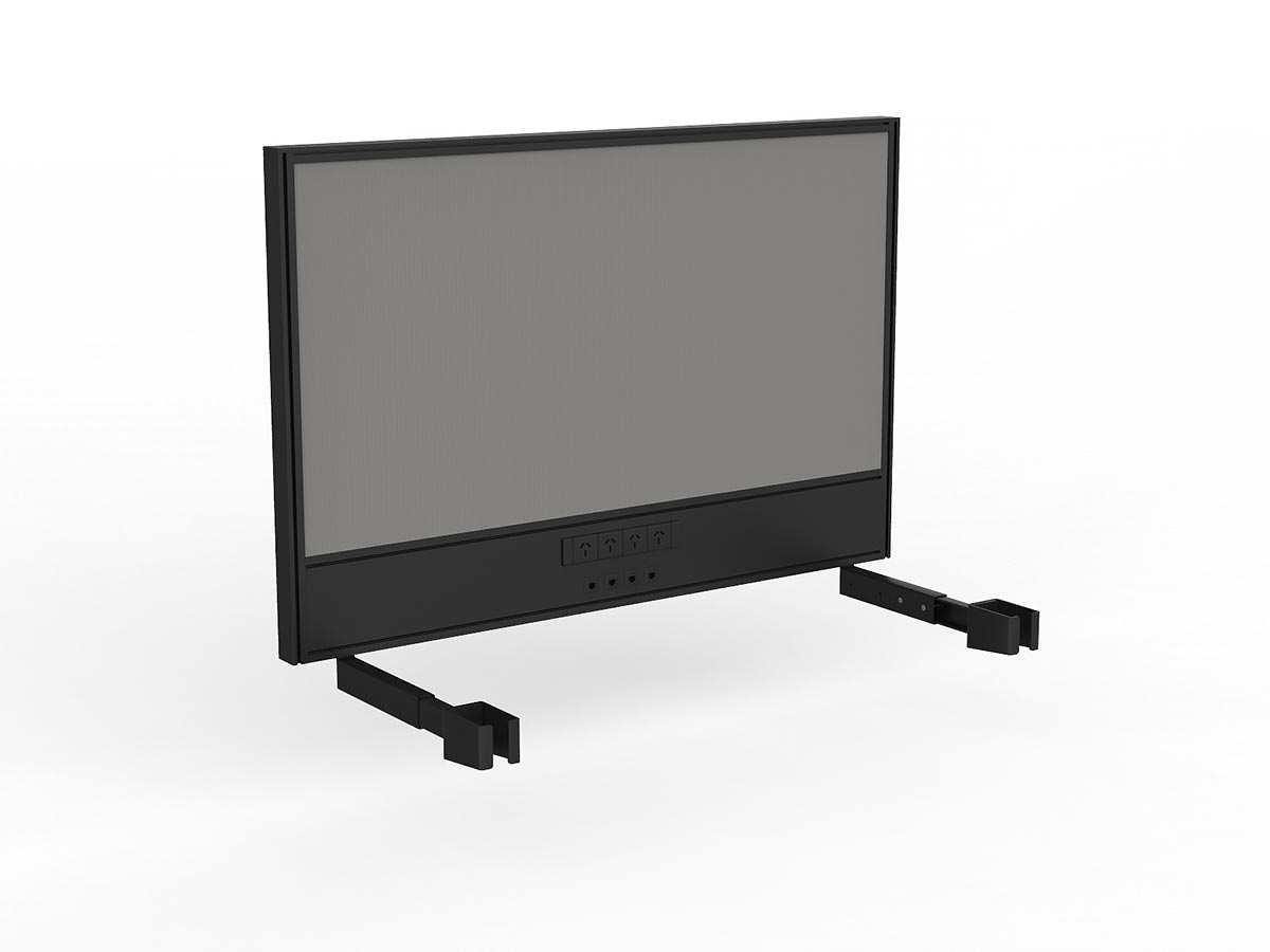 OL Studio Screen with Ducting for Agile Individual Desk – Breath Fabric with Black Frame