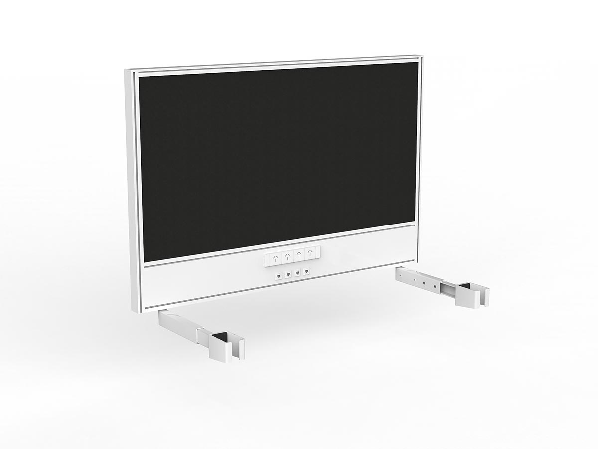 OL Studio Screen with Ducting for Agile Individual Desk – Splice Fabric with White Frame