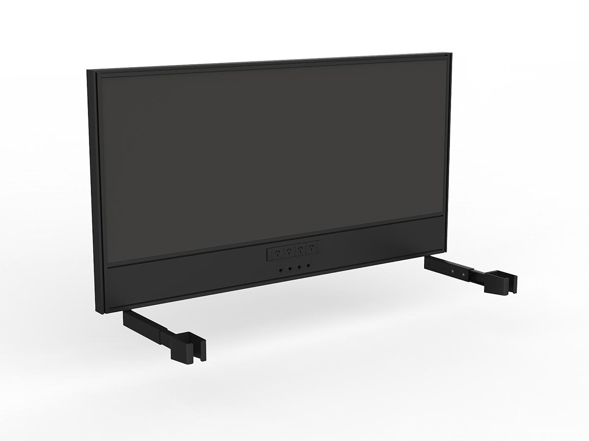 OL Studio Screen with Ducting for Agile Individual Desk – Breath Fabric with Black Frame