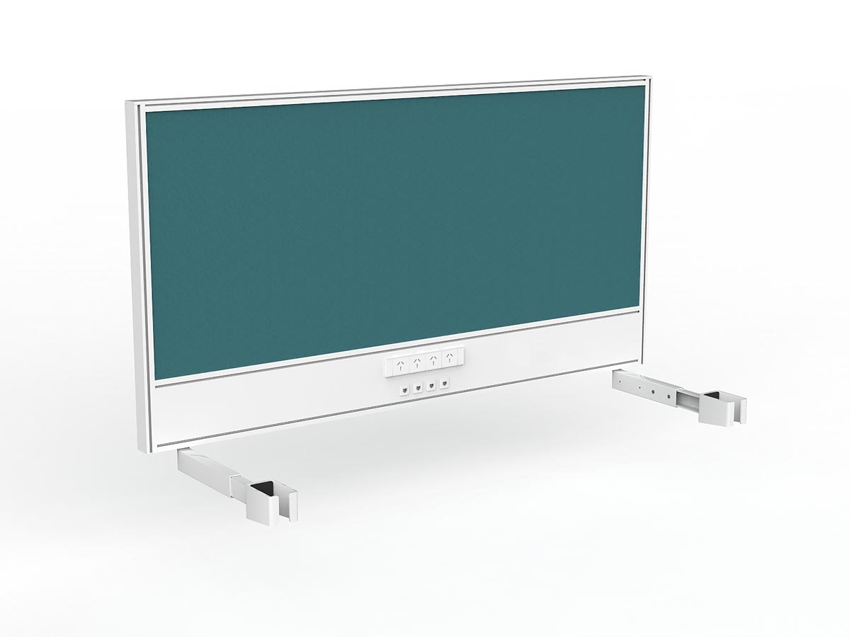 OL Studio Screen with Ducting for Agile Individual Desk – Splice Fabric with White Frame