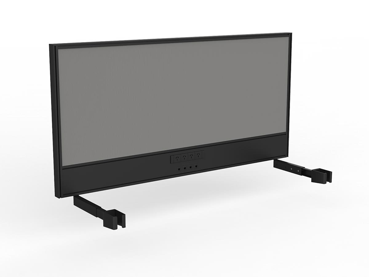 OL Studio Screen with Ducting for Agile Individual Desk – Breath Fabric with Black Frame