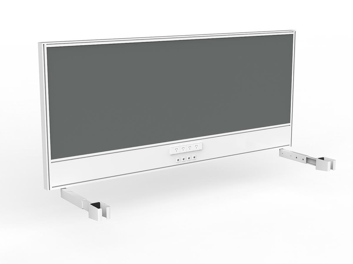 OL Studio Screen with Ducting for Agile Individual Desk – Splice Fabric with White Frame