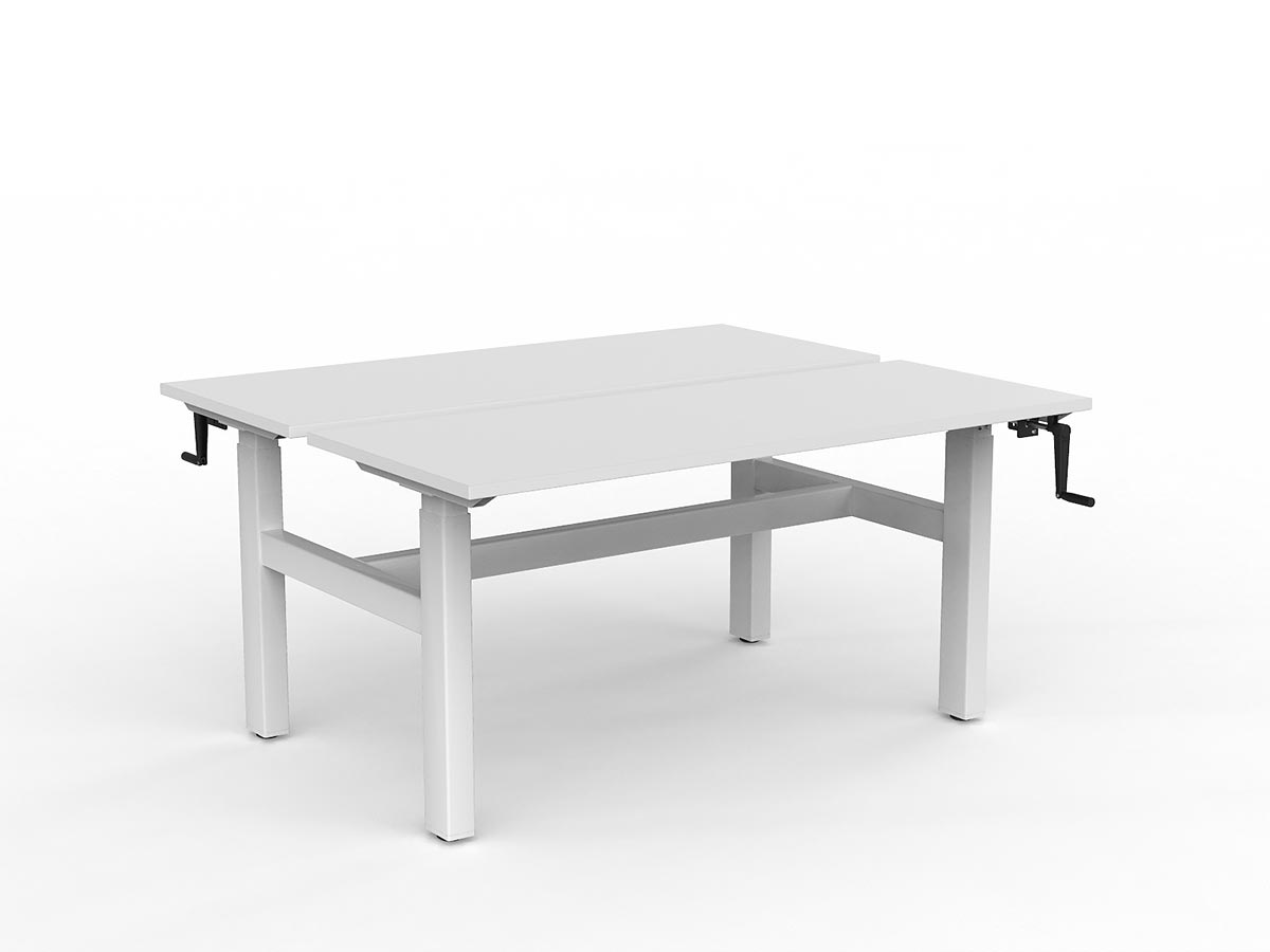 OL Agile Winder Height Adjustable Shared Desk – White Top with White Frame