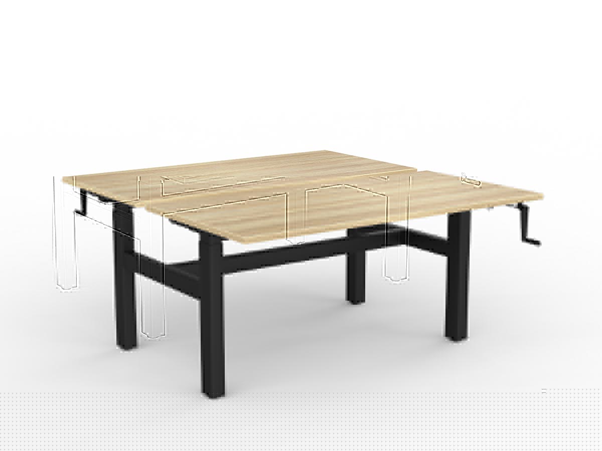 OL Agile Winder Height Adjustable Shared Desk – Oak Top with Black Frame