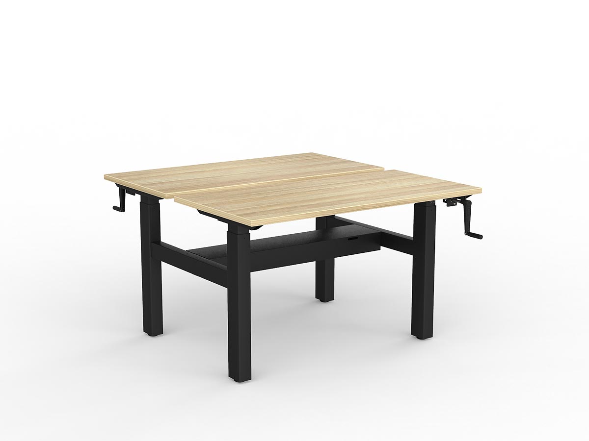 OL Agile Winder Height Adjustable Shared Desk – Oak Top with Black Frame