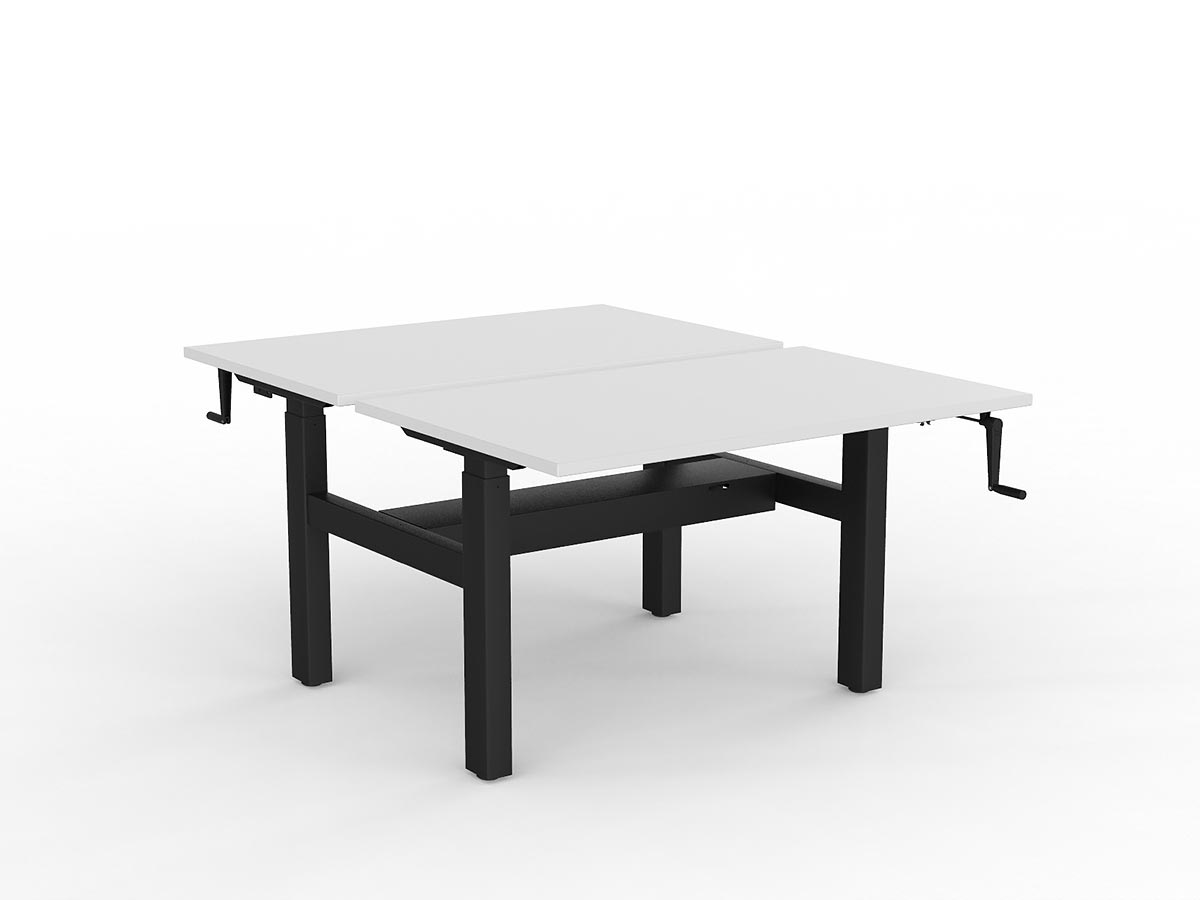 OL Agile Winder Height Adjustable Shared Desk – White Top with Black Frame