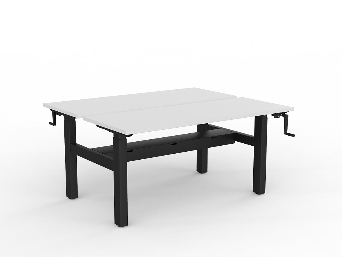 OL Agile Winder Height Adjustable Shared Desk – White Top with Black Frame