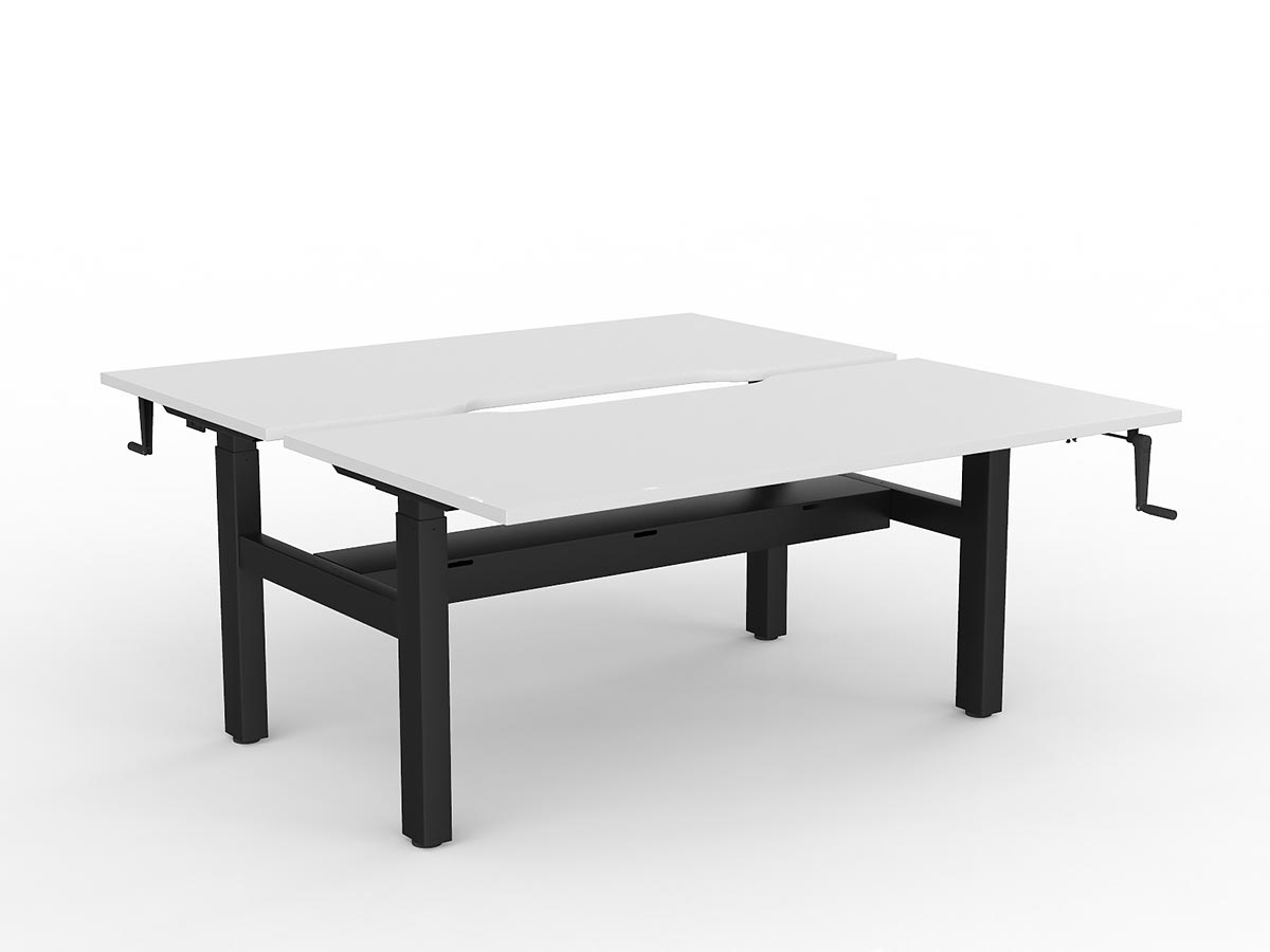 OL Agile Winder Height Adjustable Shared Desk – White Top with Black Frame