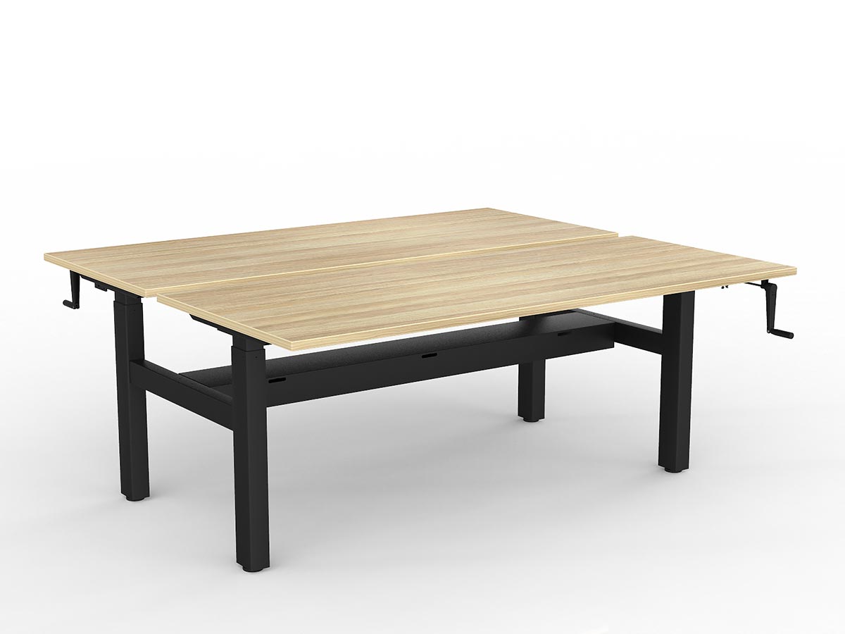 OL Agile Winder Height Adjustable Shared Desk – Oak Top with Black Frame