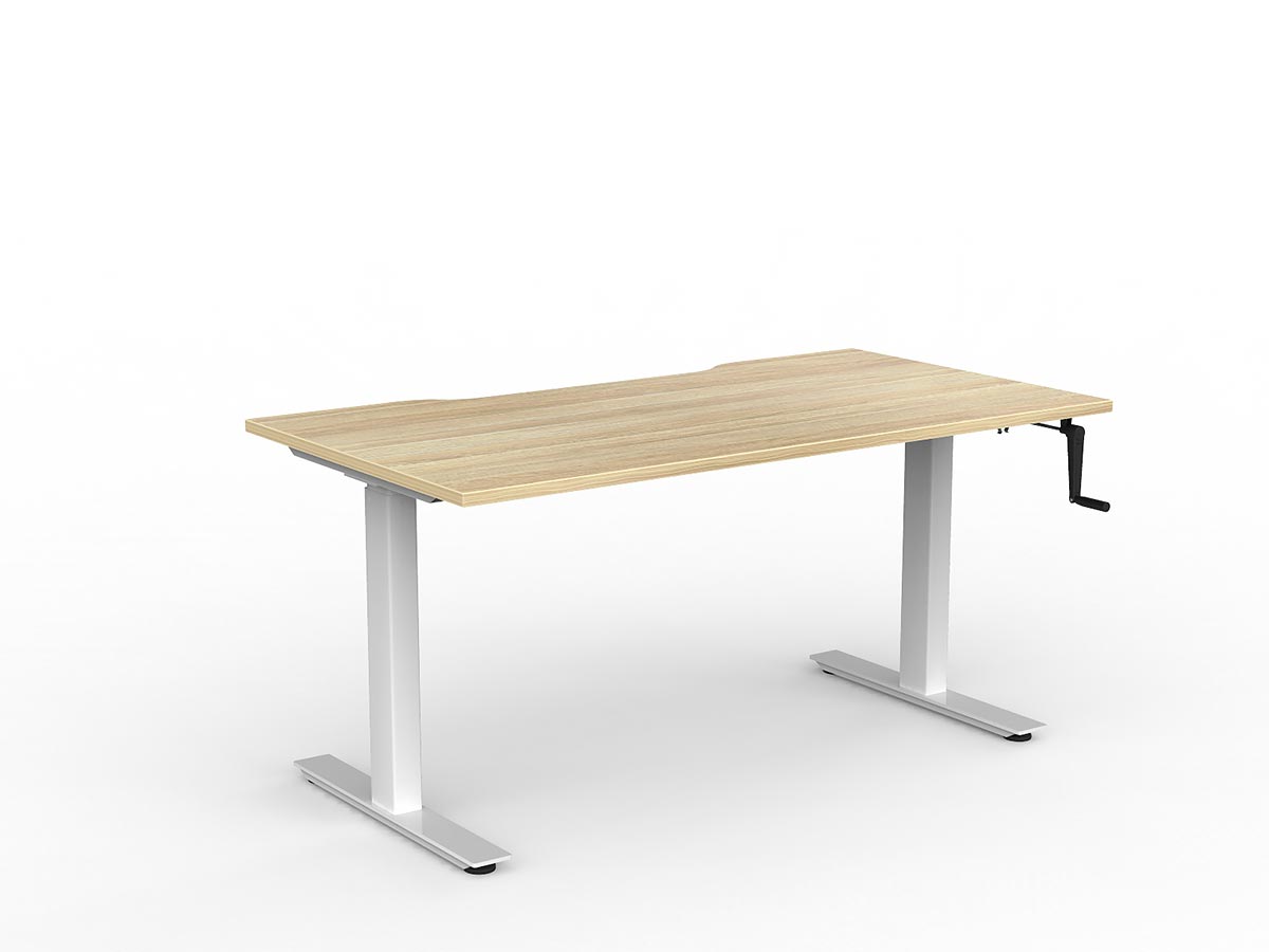 OL Agile Winder Height Adjustable Desk - White Frame