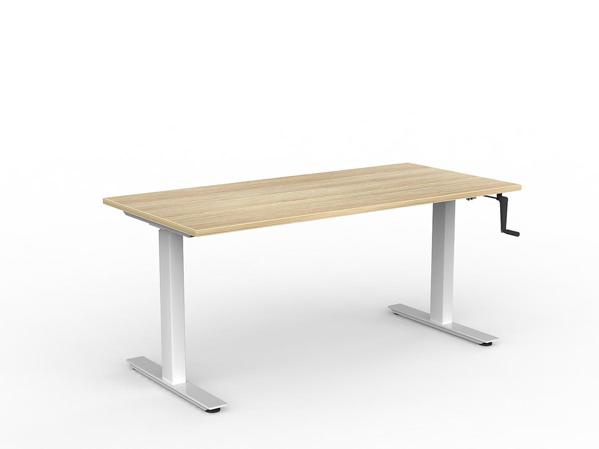 OL Agile Winder Height Adjustable Desk - White Frame