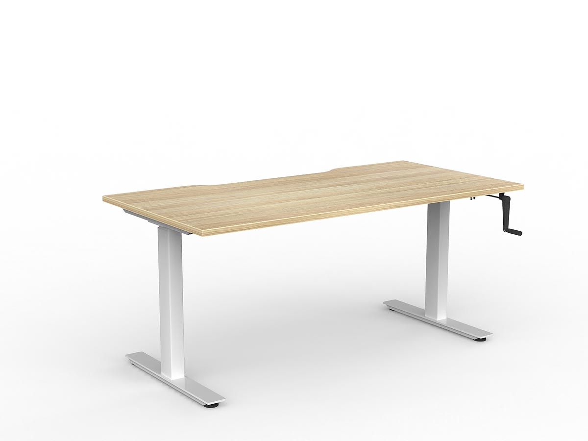 OL Agile Winder Height Adjustable Desk - White Frame