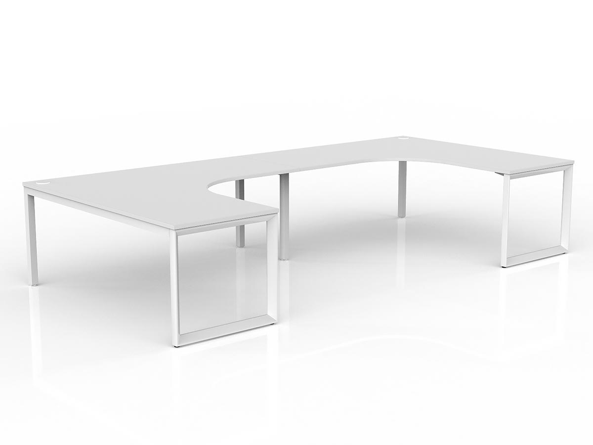 OL Anvil 2-User 90° Workspace – White Top with White Frame