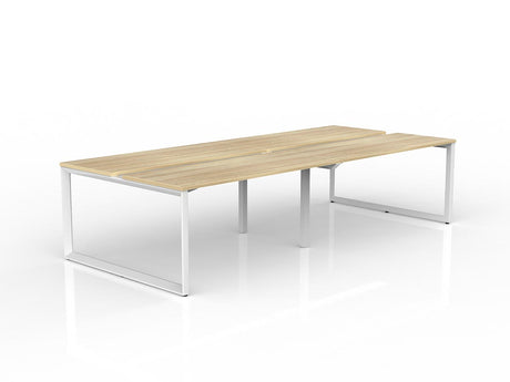 OL Anvil 4-User Double Sided Workspace – Oak Top with White Frame