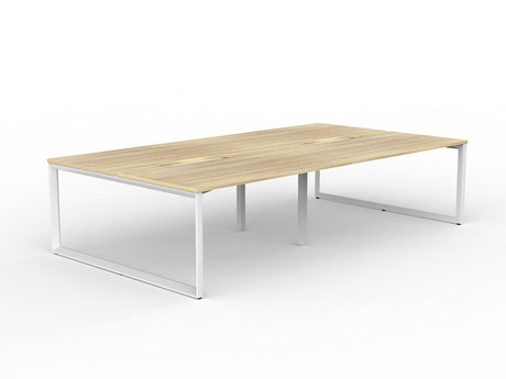 OL Anvil 4-User Double Sided Workspace – Oak Top with White Frame