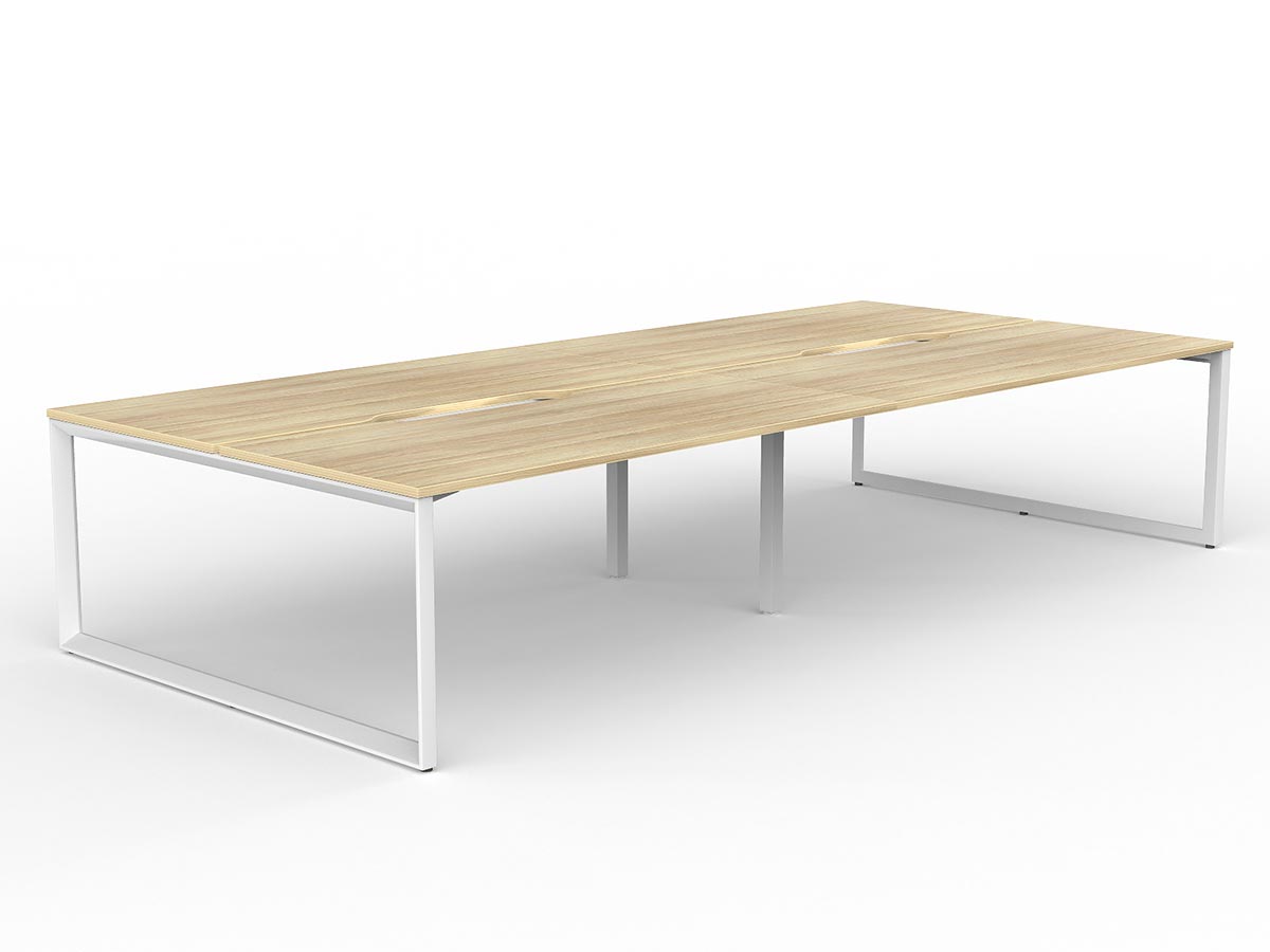 OL Anvil 4-User Double Sided Workspace – Oak Top with White Frame