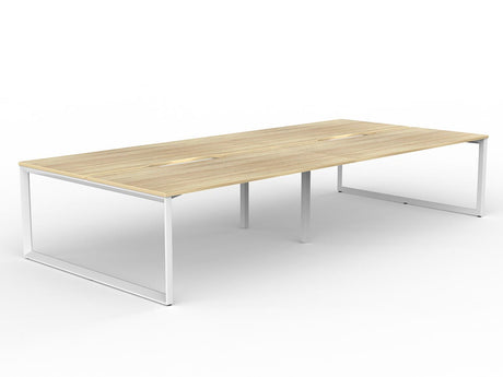 OL Anvil 4-User Double Sided Workspace – Oak Top with White Frame