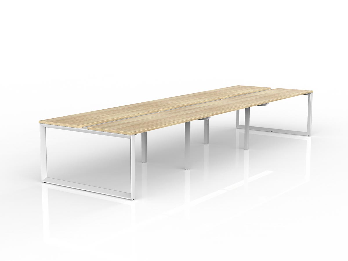 OL Anvil 6-User Double Sided Workspace – Oak Top with White Frame
