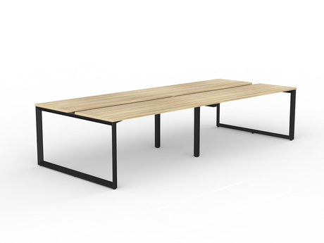 OL Anvil 4-User Double Sided Workspace – Oak Top with Black Frame