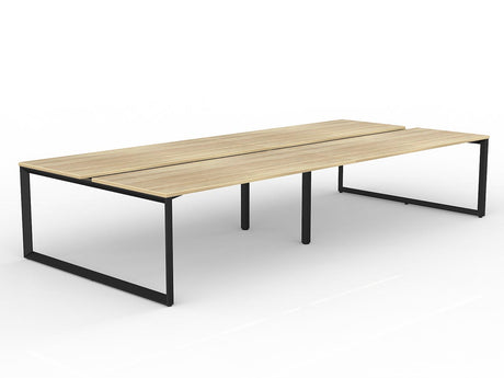 OL Anvil 4-User Double Sided Workspace – Oak Top with Black Frame