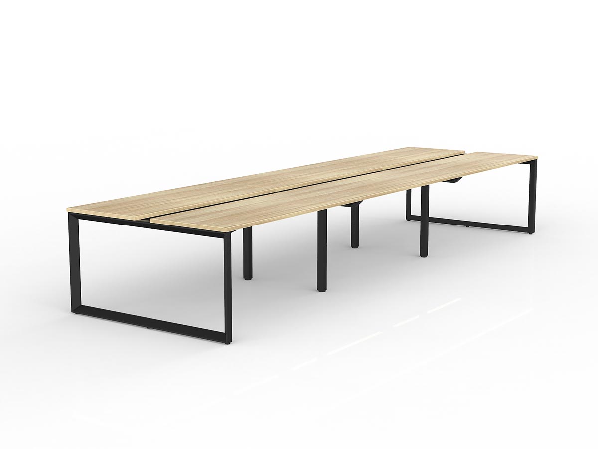 OL Anvil 6-User Double Sided Workspace – Oak Top with Black Frame