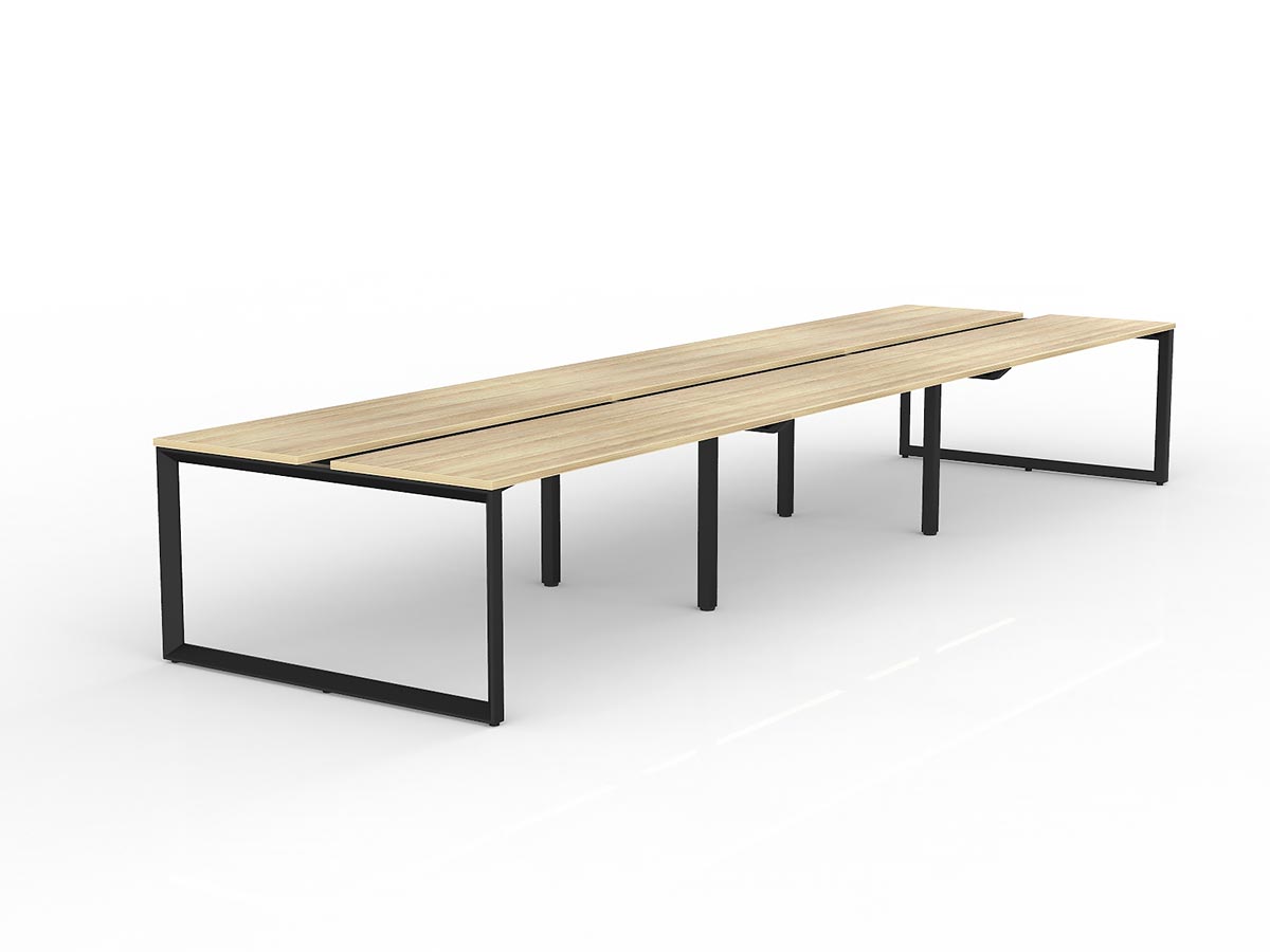 OL Anvil 6-User Double Sided Workspace – Oak Top with Black Frame