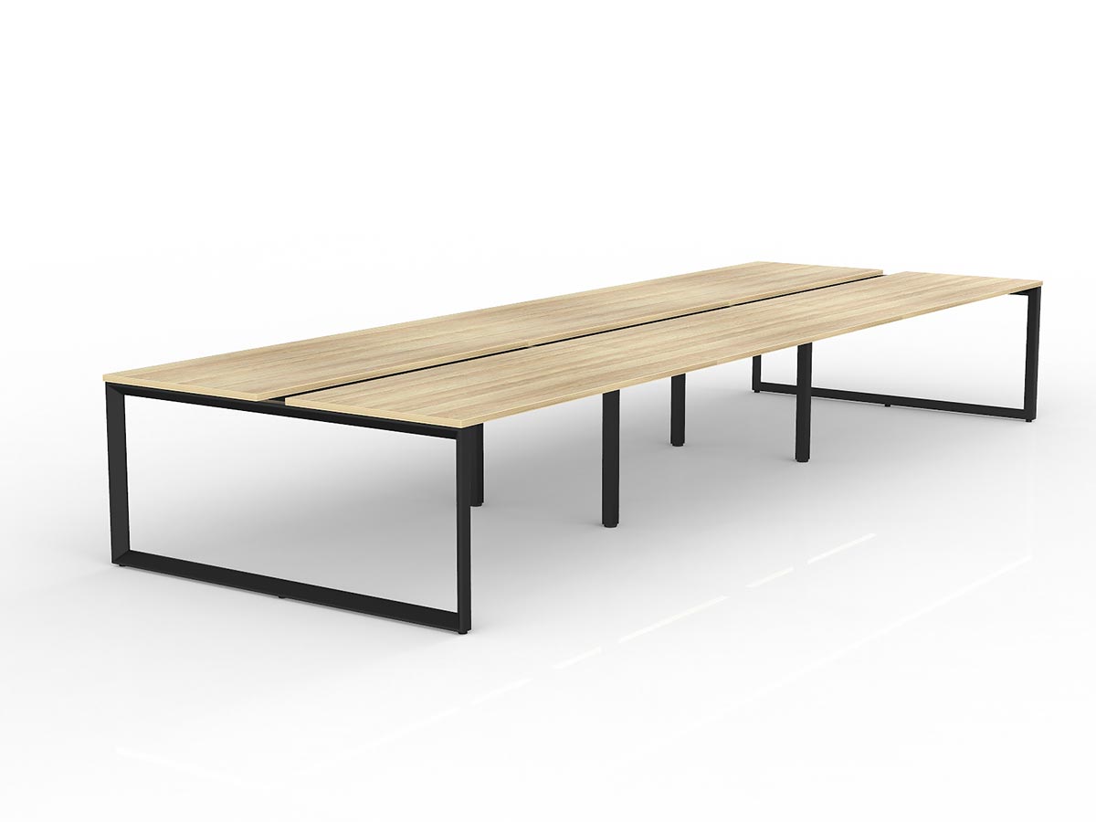 OL Anvil 6-User Double Sided Workspace – Oak Top with Black Frame
