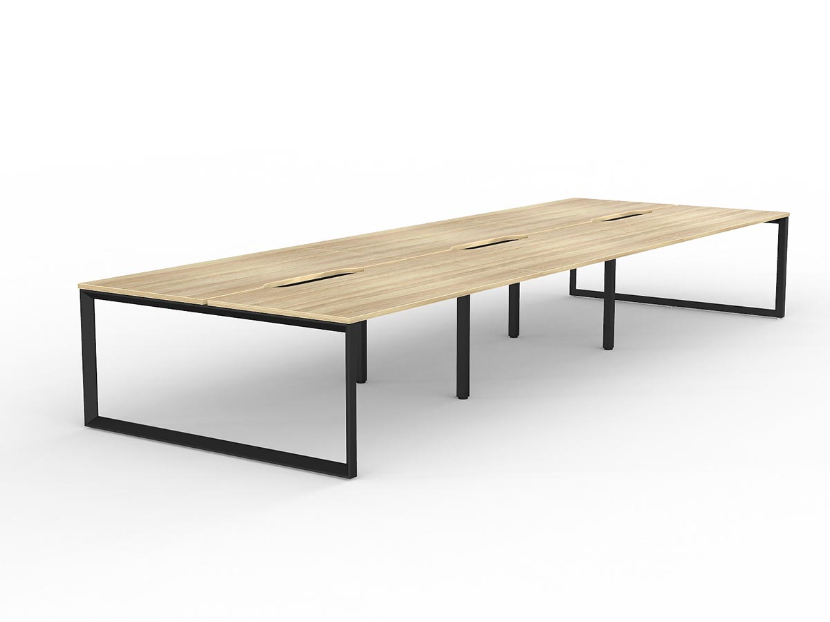 OL Anvil 6-User Double Sided Workspace – Oak Top with Black Frame