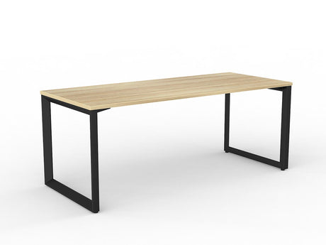 OL Anvil Straight Desk – Oak Top with White Frame