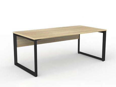 OL Anvil Straight Desk with Modesty – Oak Top with Black Frame