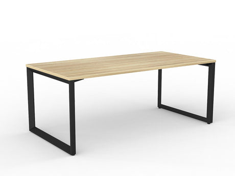 OL Anvil Straight Desk – Oak Top with White Frame