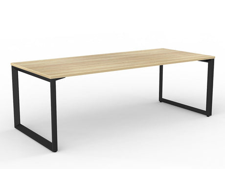 OL Anvil Straight Desk – Oak Top with White Frame