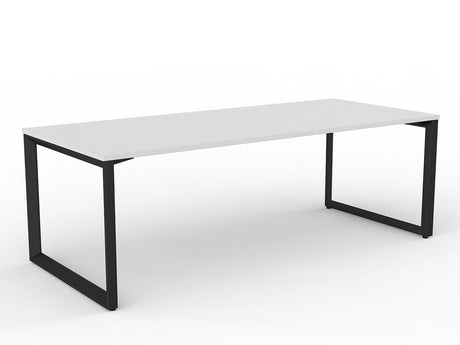 OL Anvil Straight Desk – Oak Top with White Frame