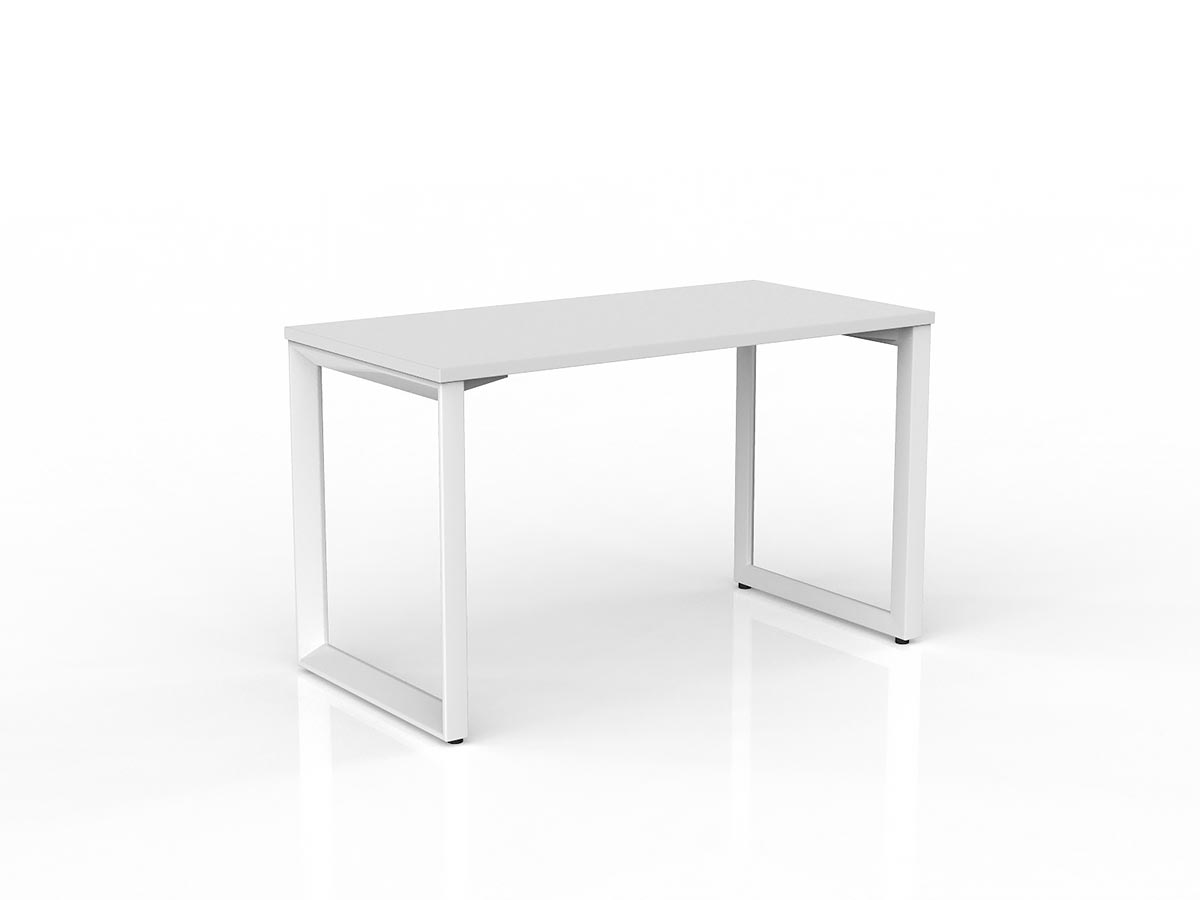 OL Anvil Straight Desk – White Top with White Frame