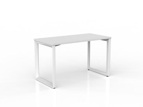 OL Anvil Straight Desk – Oak Top with White Frame