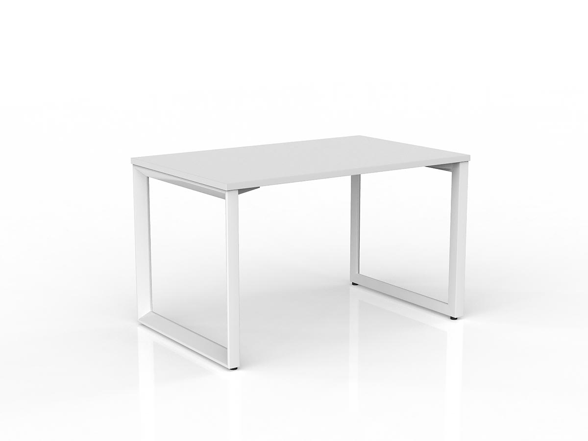 OL Anvil Straight Desk – White Top with White Frame