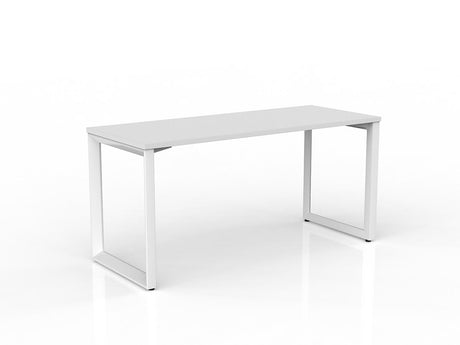OL Anvil Straight Desk – Oak Top with White Frame
