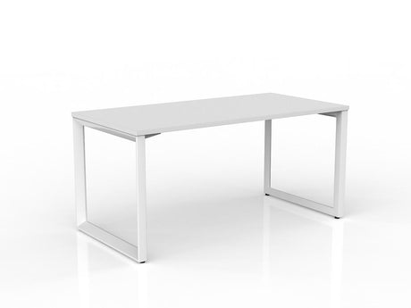 OL Anvil Straight Desk – Oak Top with White Frame