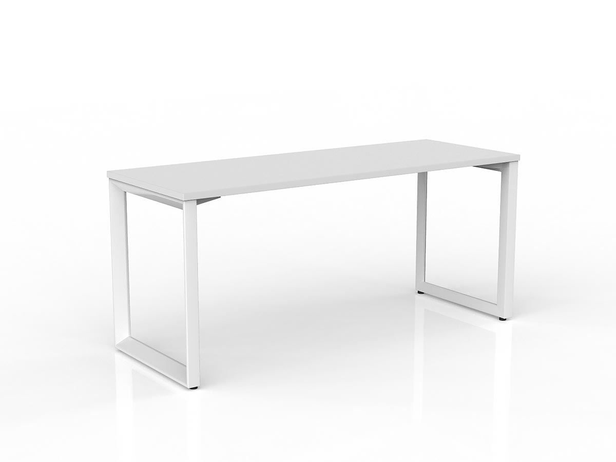 OL Anvil Straight Desk – White Top with White Frame