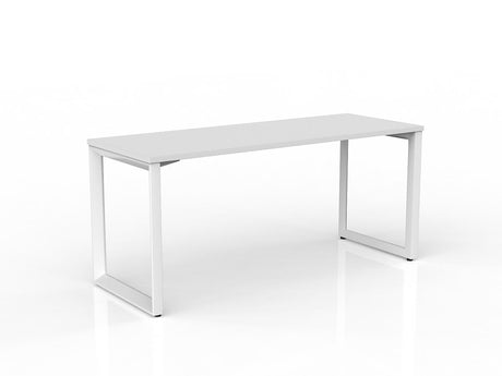 OL Anvil Straight Desk – Oak Top with White Frame