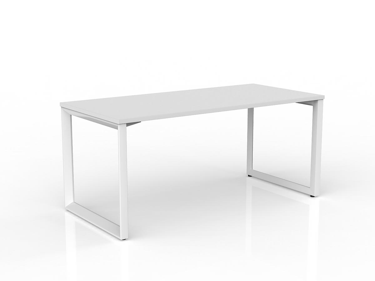 OL Anvil Straight Desk – White Top with White Frame