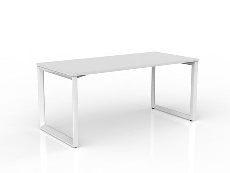 OL Anvil Straight Desk – Oak Top with White Frame