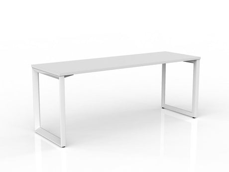 OL Anvil Straight Desk – Oak Top with White Frame