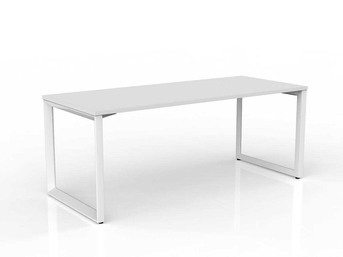 OL Anvil Straight Desk – White Top with White Frame