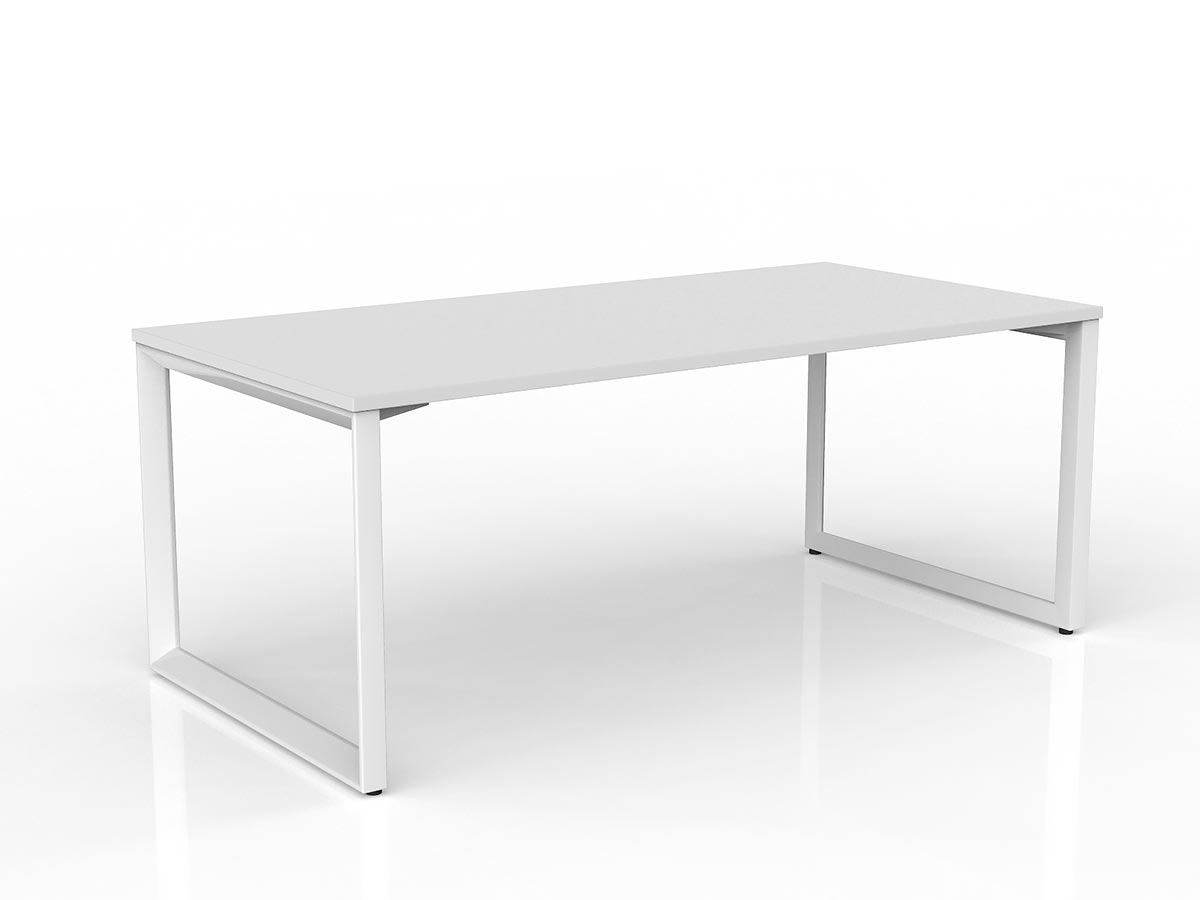 OL Anvil Straight Desk – White Top with White Frame