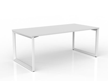 OL Anvil Straight Desk – Oak Top with White Frame